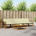 Outdoor-Sofagarnitur mit Kissen 5 pcs Natur und Creme