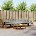Outdoor-Sofagarnitur mit Kissen 5 pcs Natürlich und Hellgrau