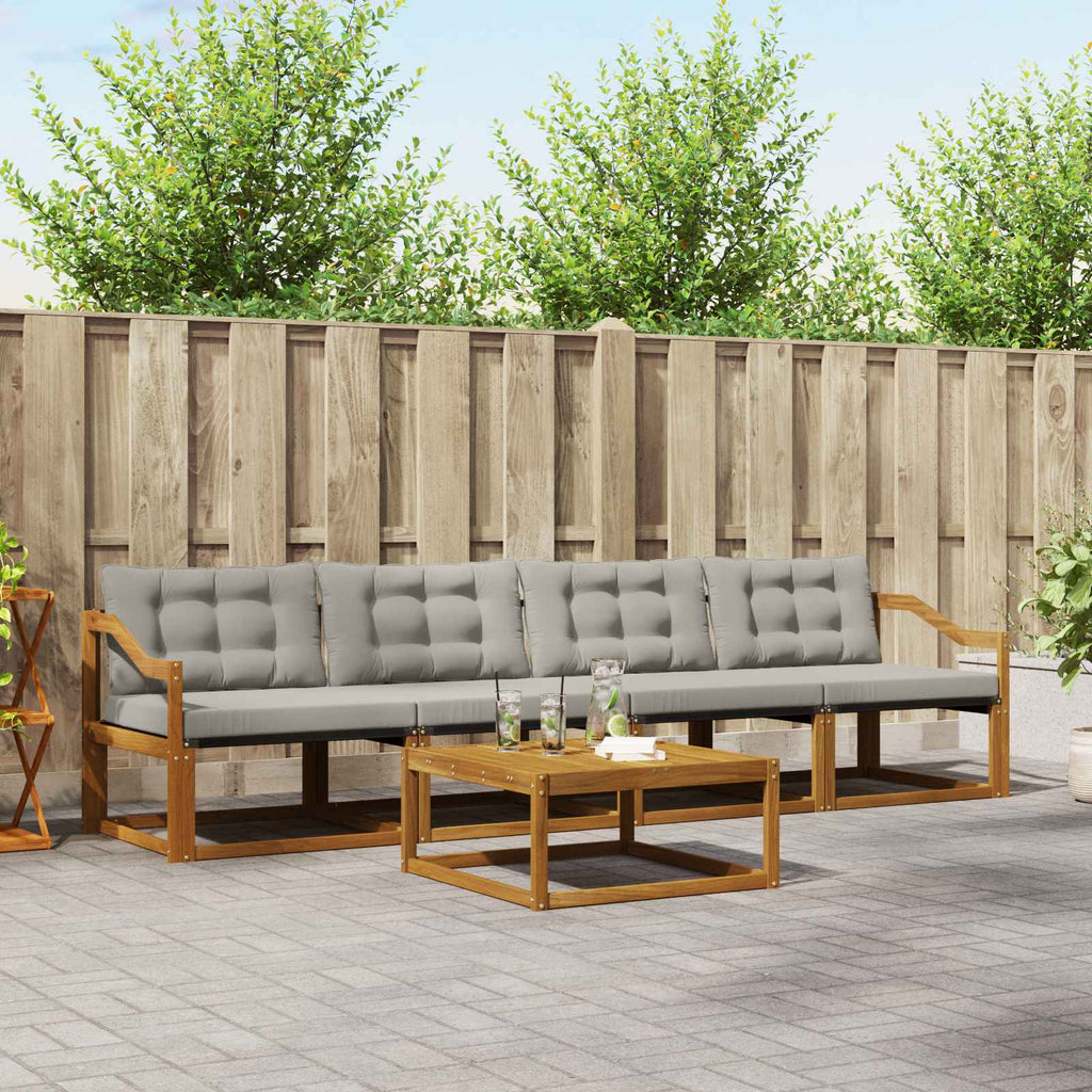 Outdoor-Sofagarnitur mit Kissen 5 pcs Natürlich und Hellgrau