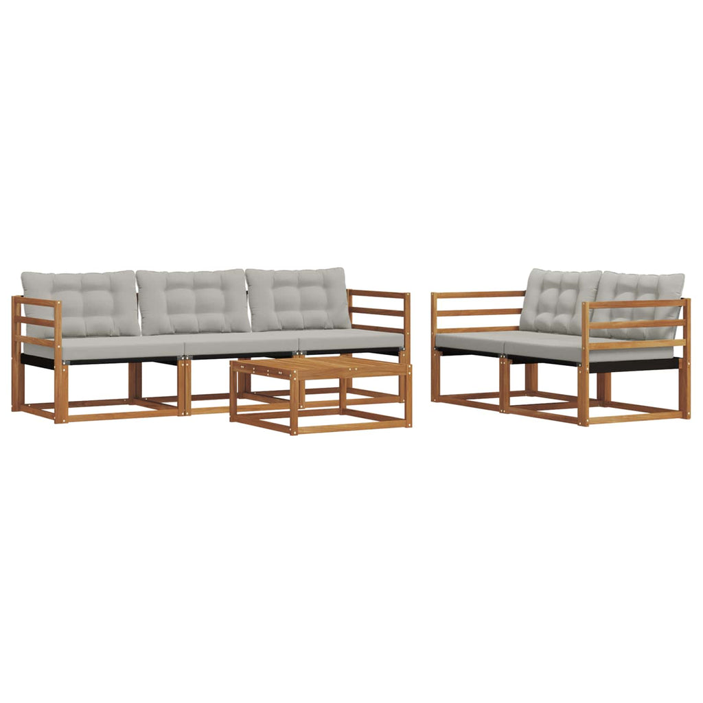 Outdoor-Sofagarnitur mit Kissen 6 pcs Natürlich und Hellgrau