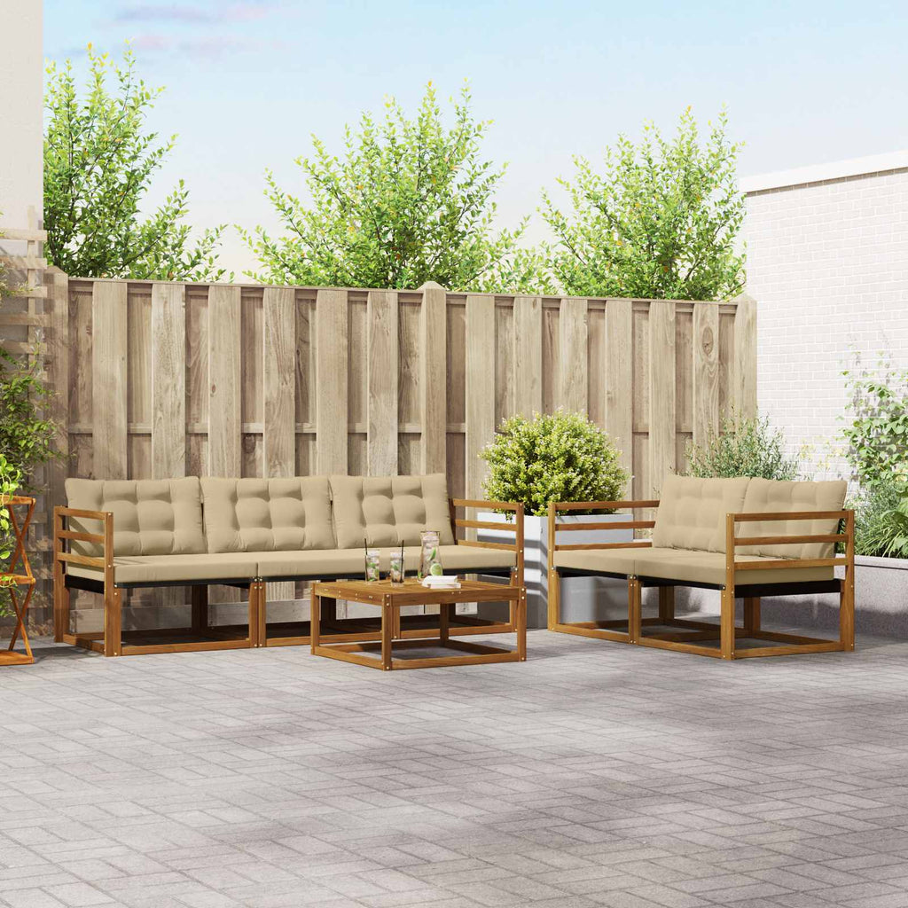 Outdoor-Sofagarnitur mit Kissen 6 pcs Natur und Beige