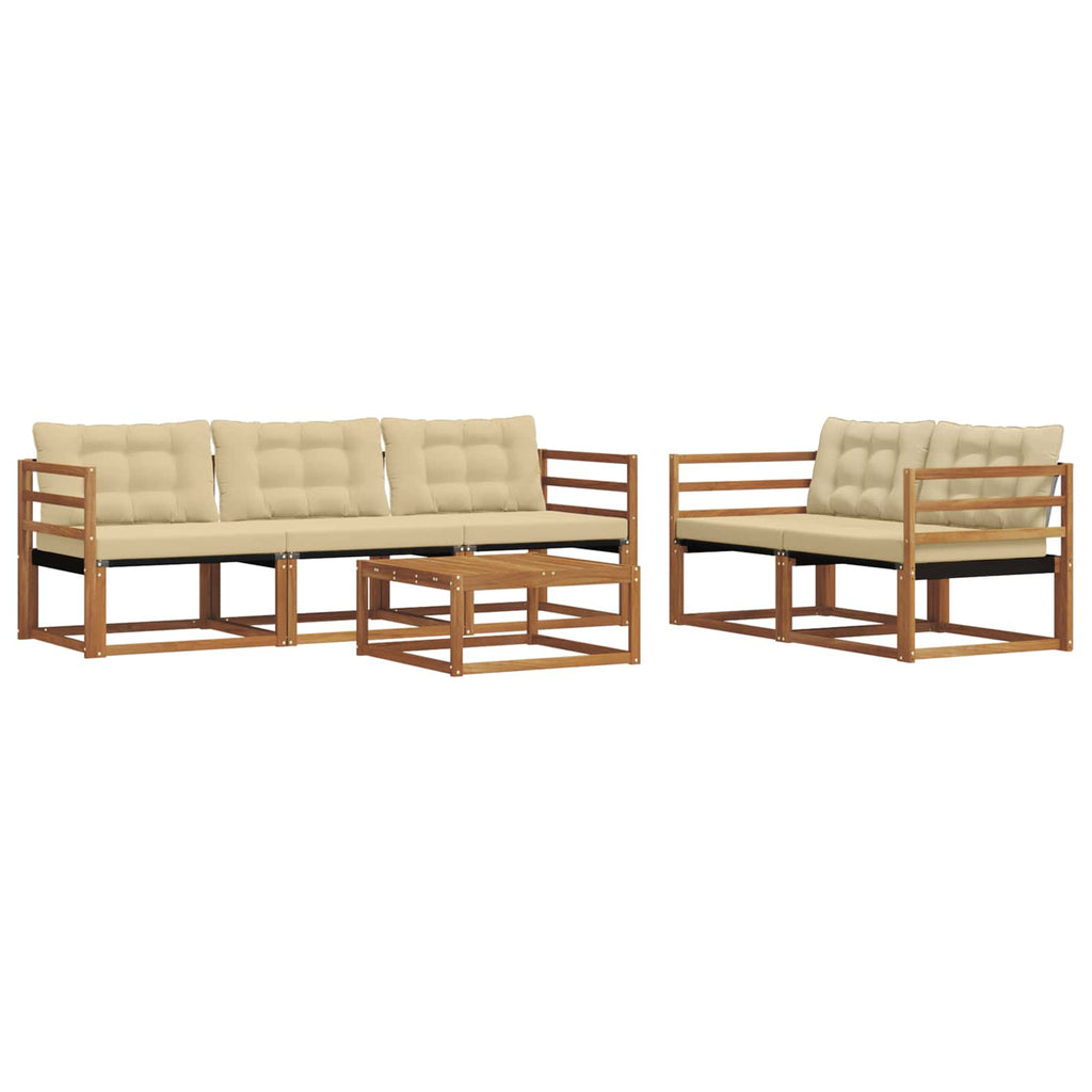 Outdoor-Sofagarnitur mit Kissen 6 pcs Natur und Beige
