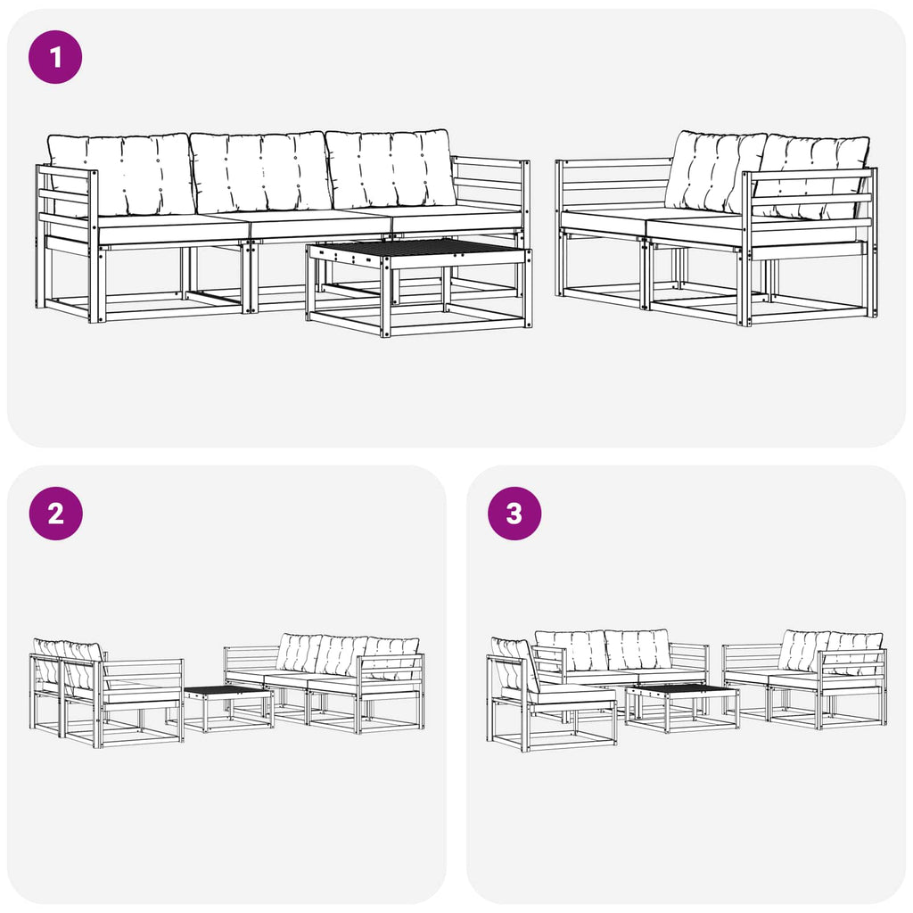 Outdoor-Sofagarnitur mit Kissen 6 pcs Natur und Beige