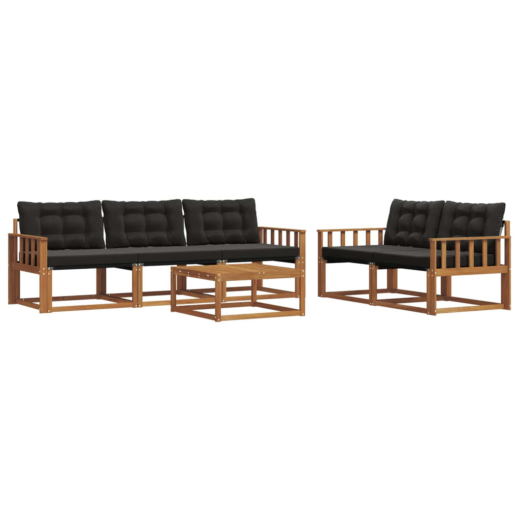 Outdoor-Sofagarnitur mit Kissen 6 pcs Natürlich und Schwarz