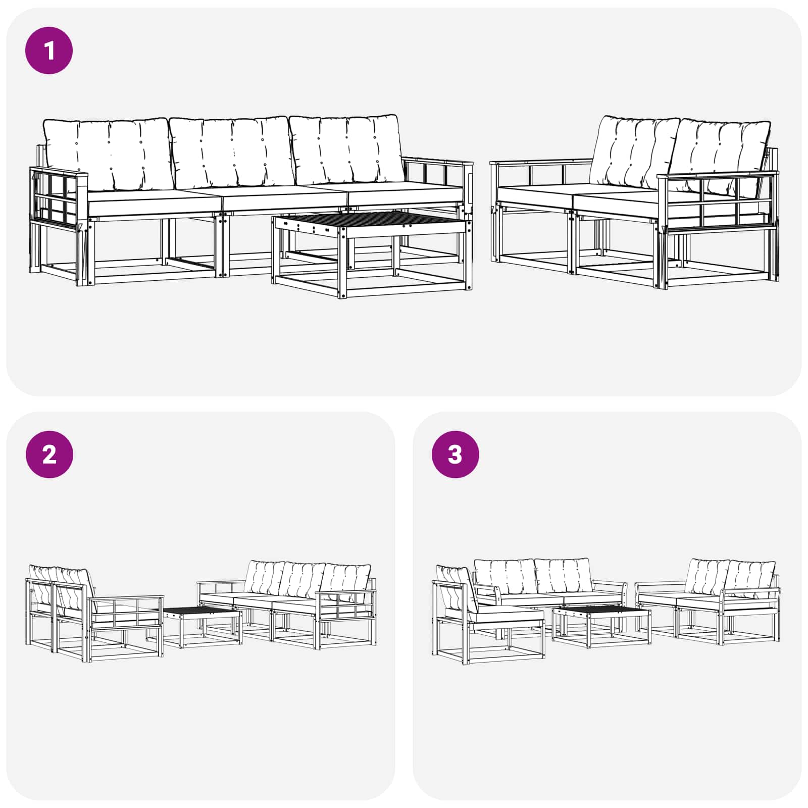 Outdoor-Sofagarnitur mit Kissen 6 pcs Natur und Creme