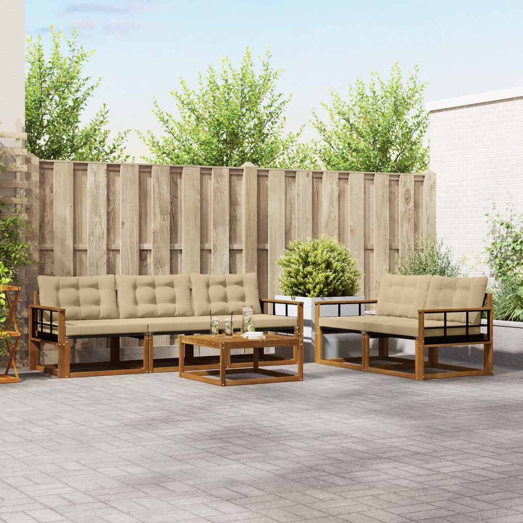 Outdoor-Sofagarnitur mit Kissen 6 pcs Natur und Beige