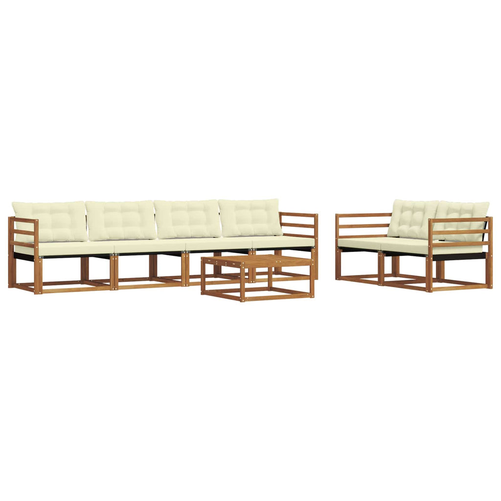 Outdoor-Sofagarnitur mit Kissen 7 pcs Natur und Creme
