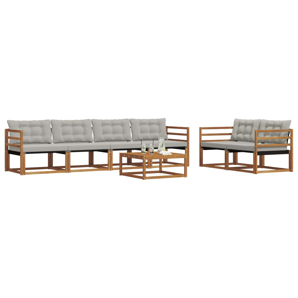 Outdoor-Sofagarnitur mit Kissen 7 pcs Natürlich und Hellgrau