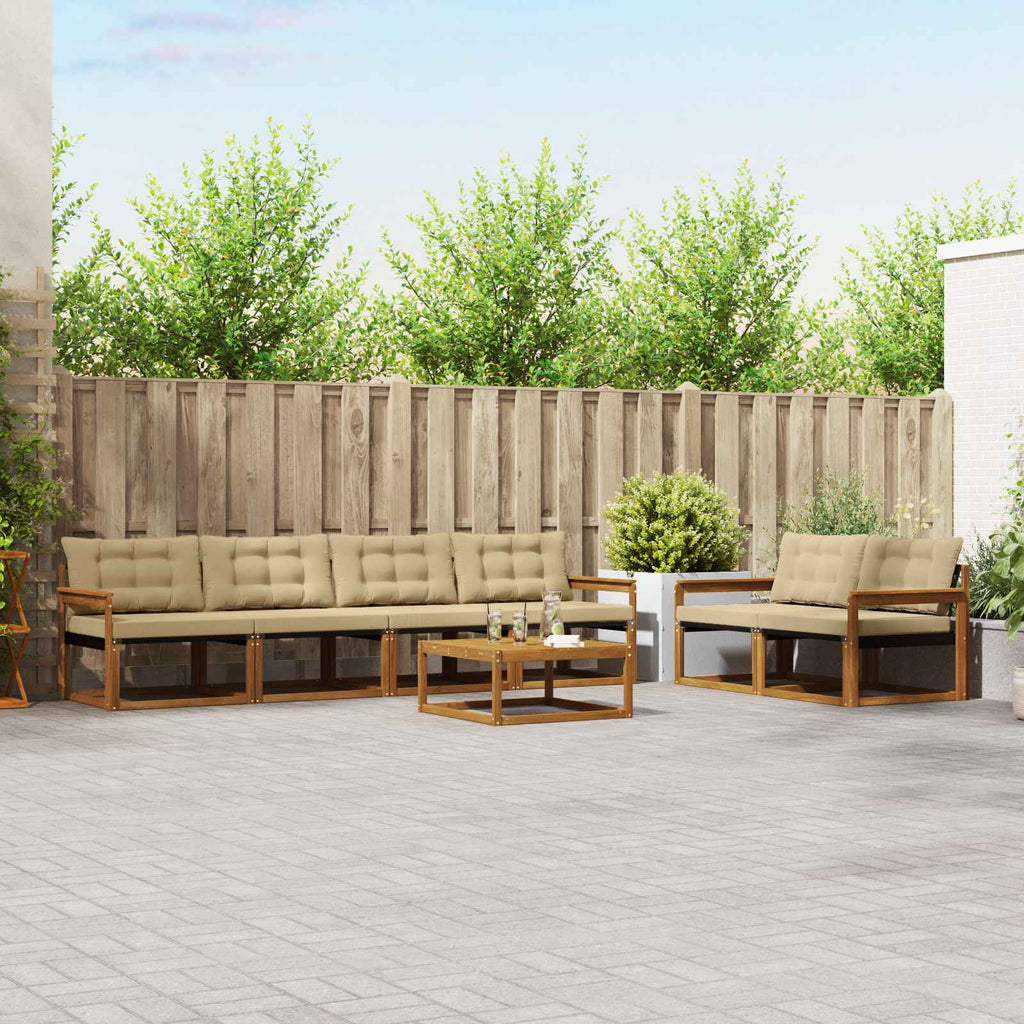Outdoor-Sofagarnitur mit Kissen 7 pcs Natur und Beige