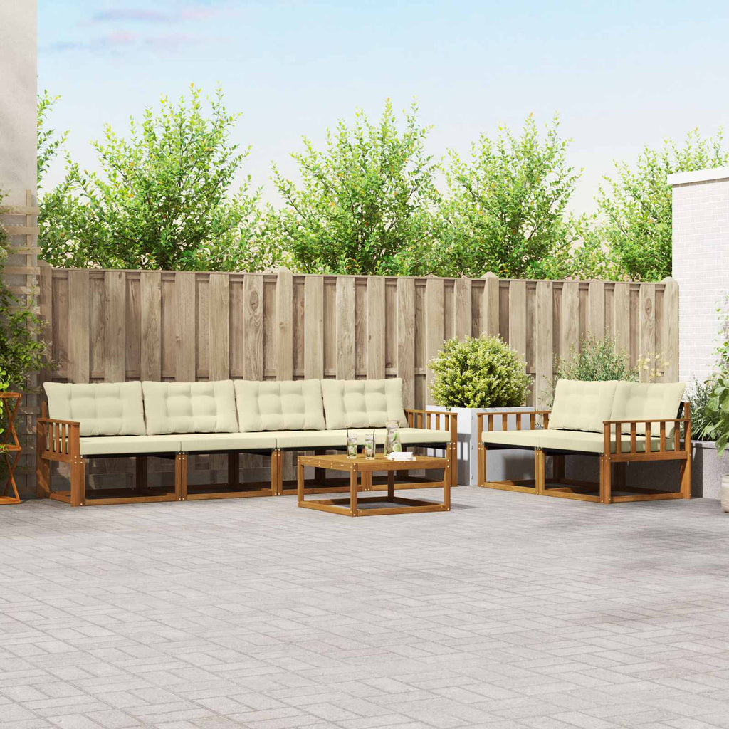 Outdoor-Sofagarnitur mit Kissen 7 pcs Natur und Creme