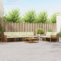 Outdoor-Sofagarnitur mit Kissen 7 pcs Natur und Creme