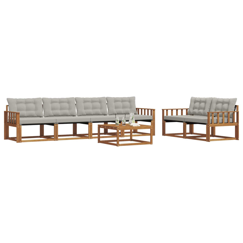 Outdoor-Sofagarnitur mit Kissen 7 pcs Natürlich und Hellgrau