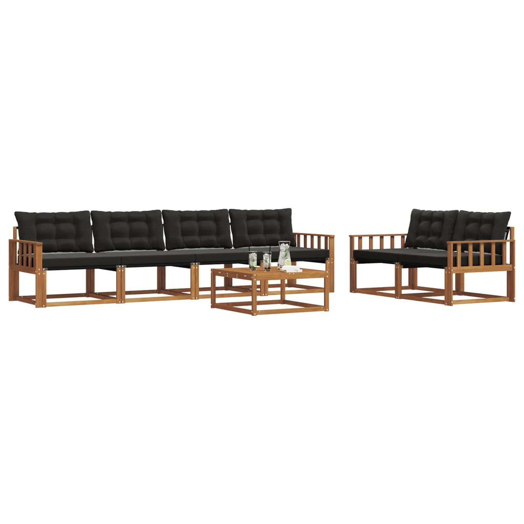 Outdoor-Sofagarnitur mit Kissen 7 pcs Natürlich und Schwarz