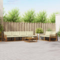 Outdoor-Sofagarnitur mit Kissen 7 pcs Natur und Creme