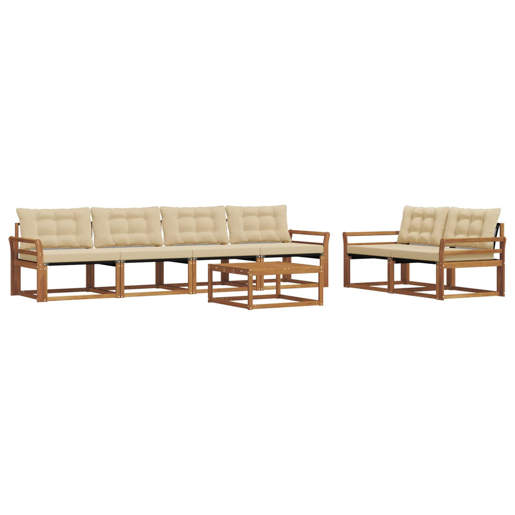 Outdoor-Sofagarnitur mit Kissen 7 pcs Natur und Beige