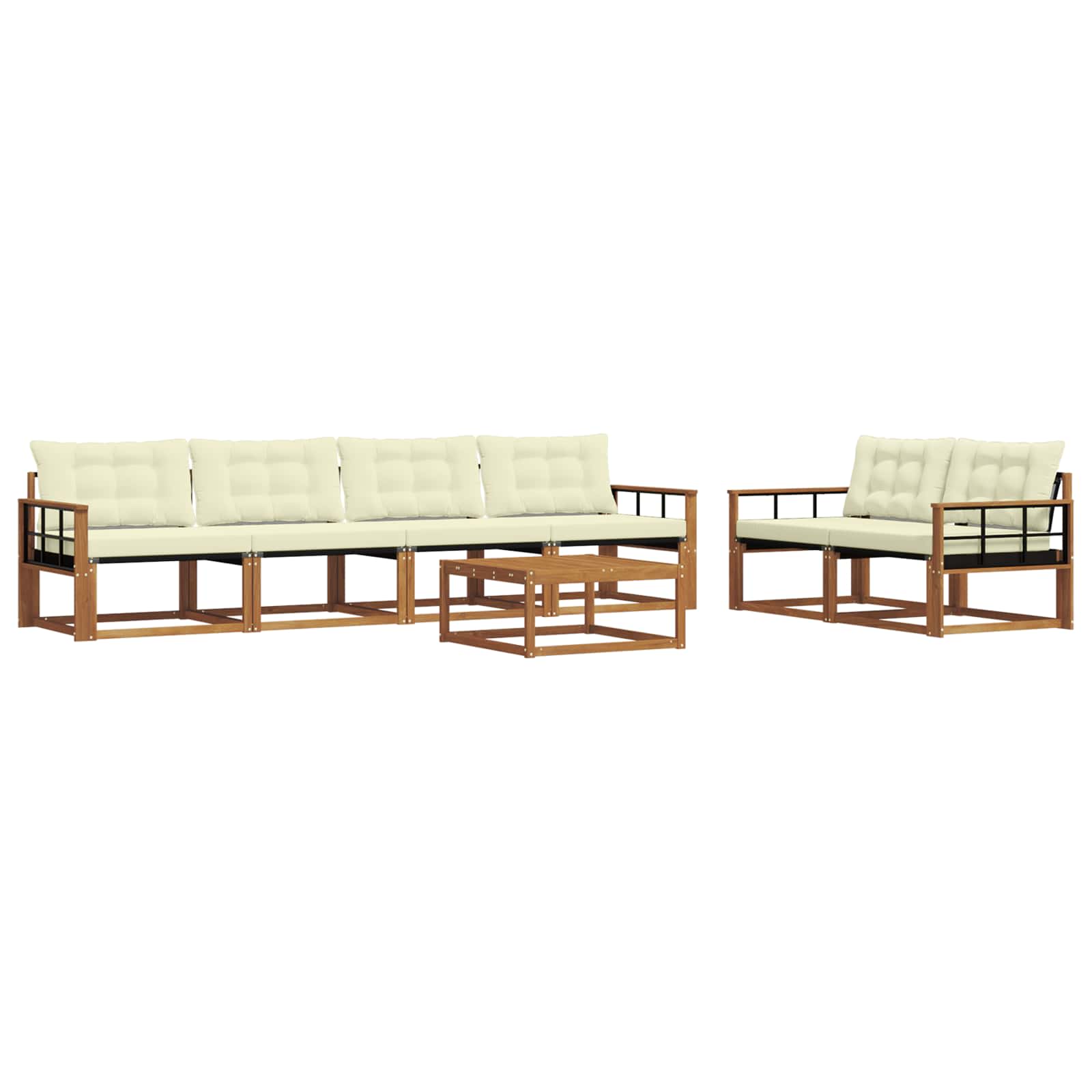 Outdoor-Sofagarnitur mit Kissen 7 pcs Natur und Creme