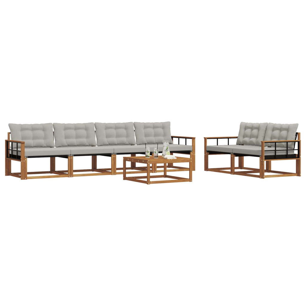 Outdoor-Sofagarnitur mit Kissen 7 pcs Natürlich und Hellgrau