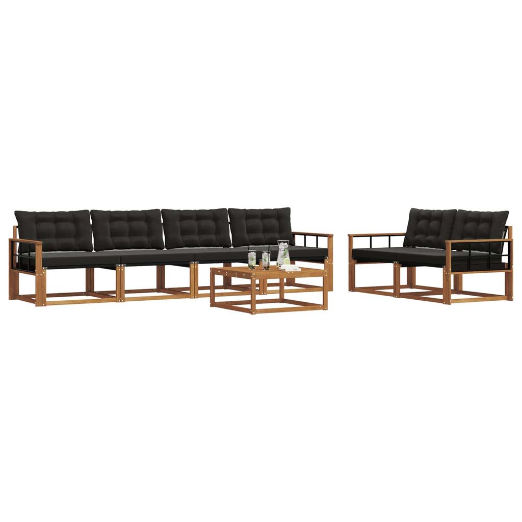 Outdoor-Sofagarnitur mit Kissen 7 pcs Natürlich und Schwarz