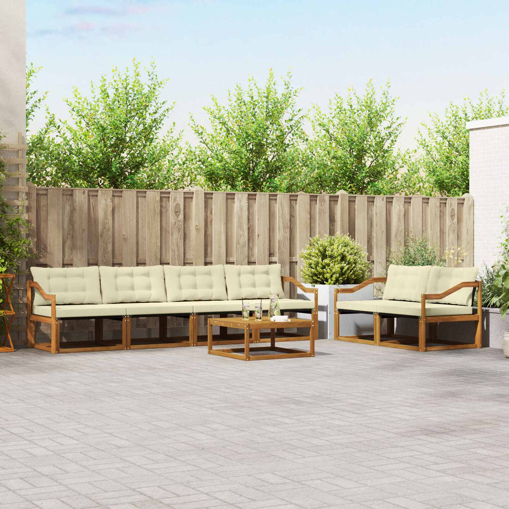 Outdoor-Sofagarnitur mit Kissen 7 pcs Natur und Creme