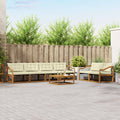 Outdoor-Sofagarnitur mit Kissen 7 pcs Natur und Creme
