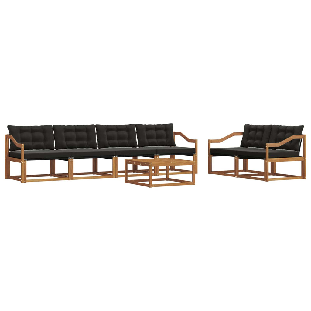 Outdoor-Sofagarnitur mit Kissen 7 pcs Natürlich und Schwarz