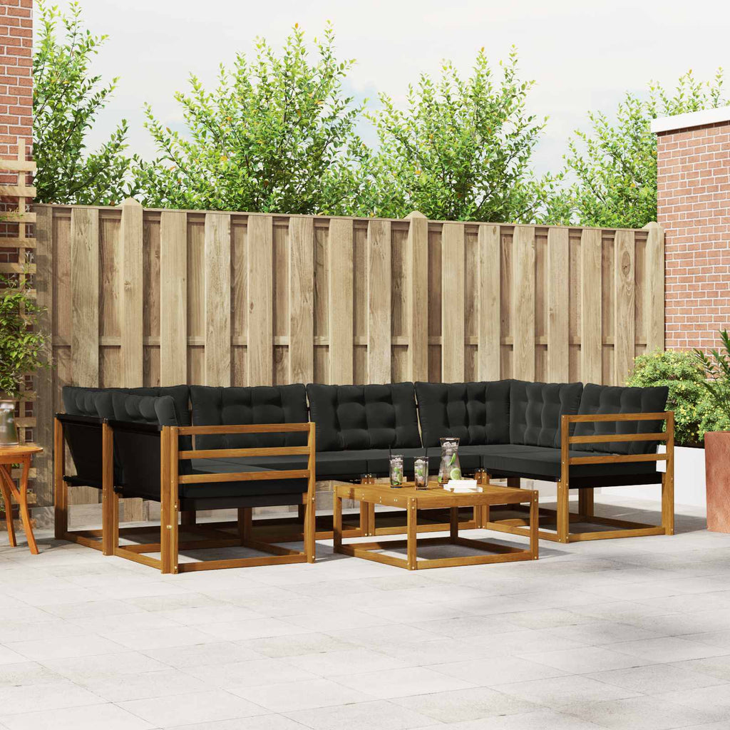 Outdoor-Sofagarnitur mit Kissen 7 pcs Natürlich und Schwarz