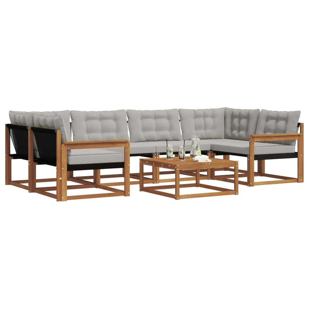 Outdoor-Sofagarnitur mit Kissen 7 pcs Natürlich und Hellgrau