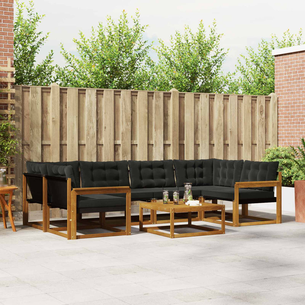 Outdoor-Sofagarnitur mit Kissen 7 pcs Natürlich und Schwarz