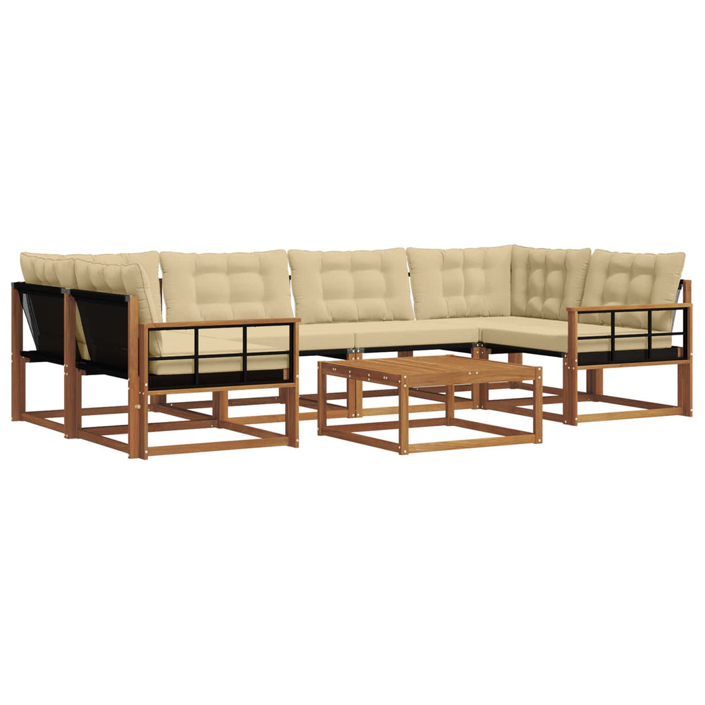 Outdoor-Sofagarnitur mit Kissen 7 pcs Natur und Beige