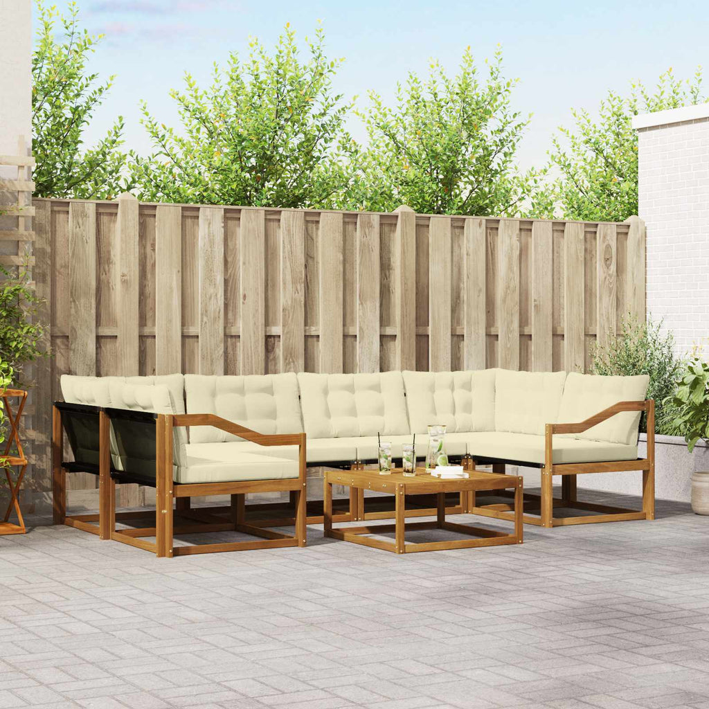 Outdoor-Sofagarnitur mit Kissen 7 pcs Natur und Creme