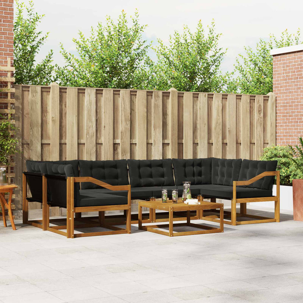 Outdoor-Sofagarnitur mit Kissen 7 pcs Natürlich und Schwarz