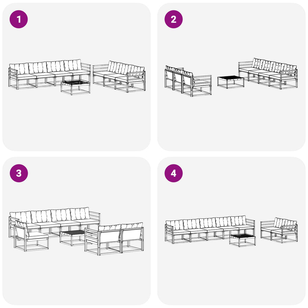 Outdoor-Sofagarnitur mit Kissen 8 pcs Natürlich und Schwarz