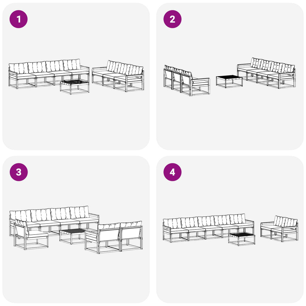 Outdoor-Sofagarnitur mit Kissen 8 pcs Natürlich und Hellgrau