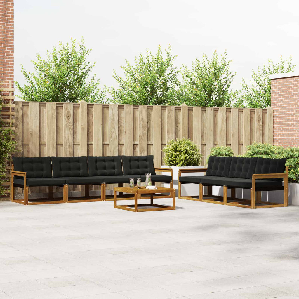 Outdoor-Sofagarnitur mit Kissen 8 pcs Natürlich und Schwarz