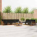 Outdoor-Sofagarnitur mit Kissen 8 pcs Natürlich und Schwarz