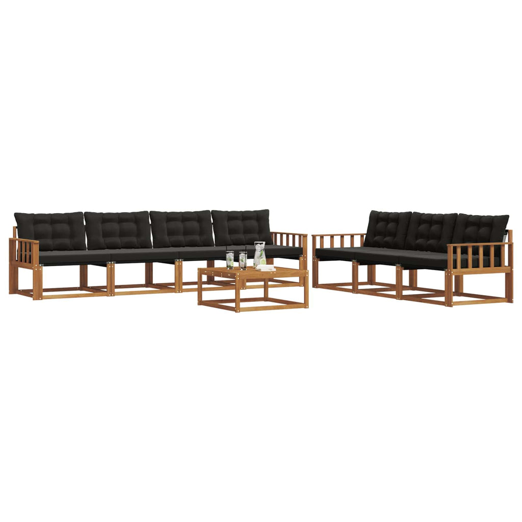 Outdoor-Sofagarnitur mit Kissen 8 pcs Natürlich und Schwarz