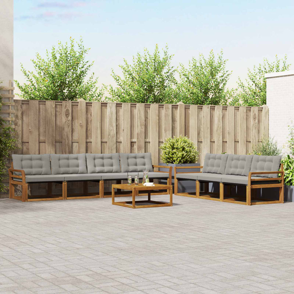 Outdoor-Sofagarnitur mit Kissen 8 pcs Natürlich und Hellgrau