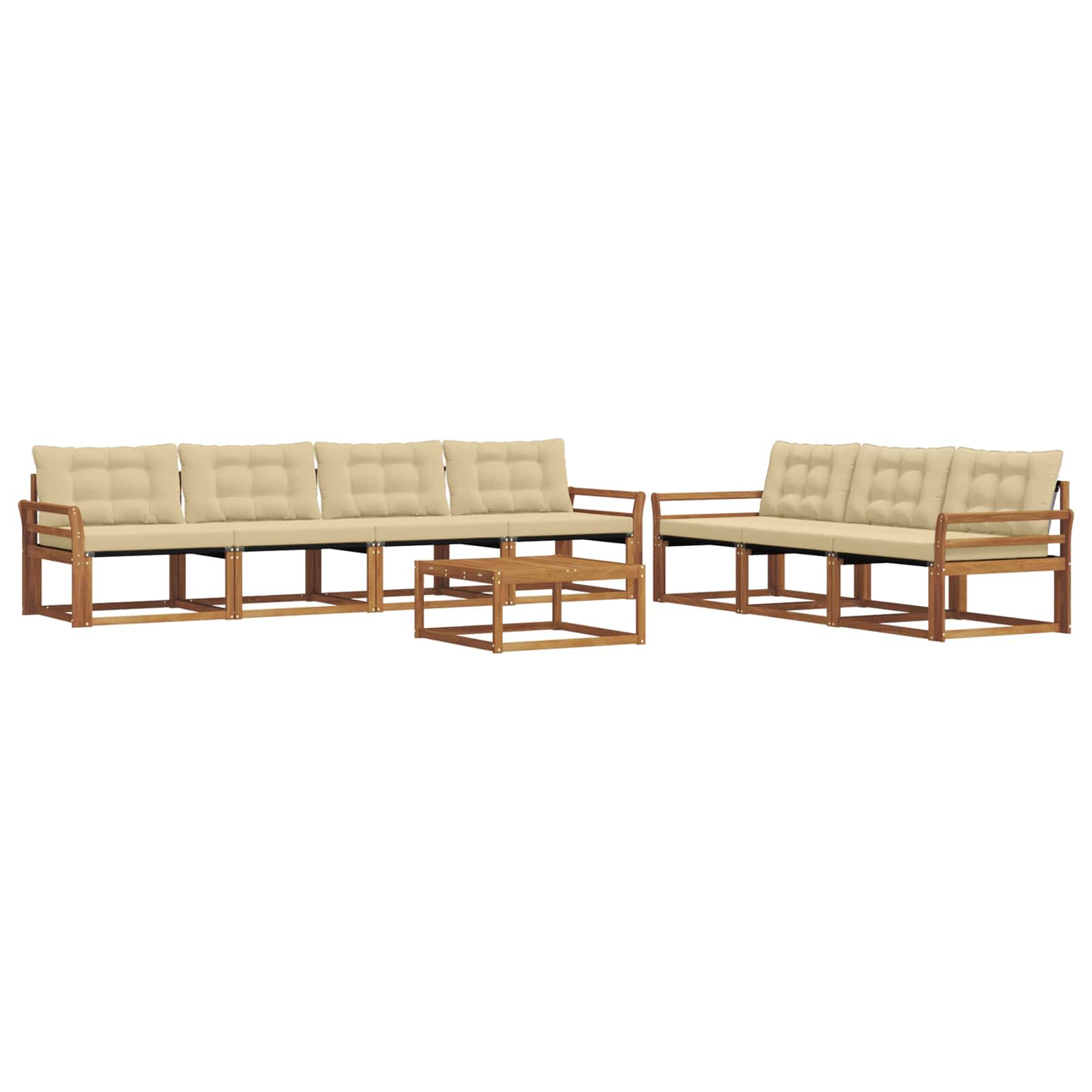 Outdoor-Sofagarnitur mit Kissen 8 pcs Natur und Beige