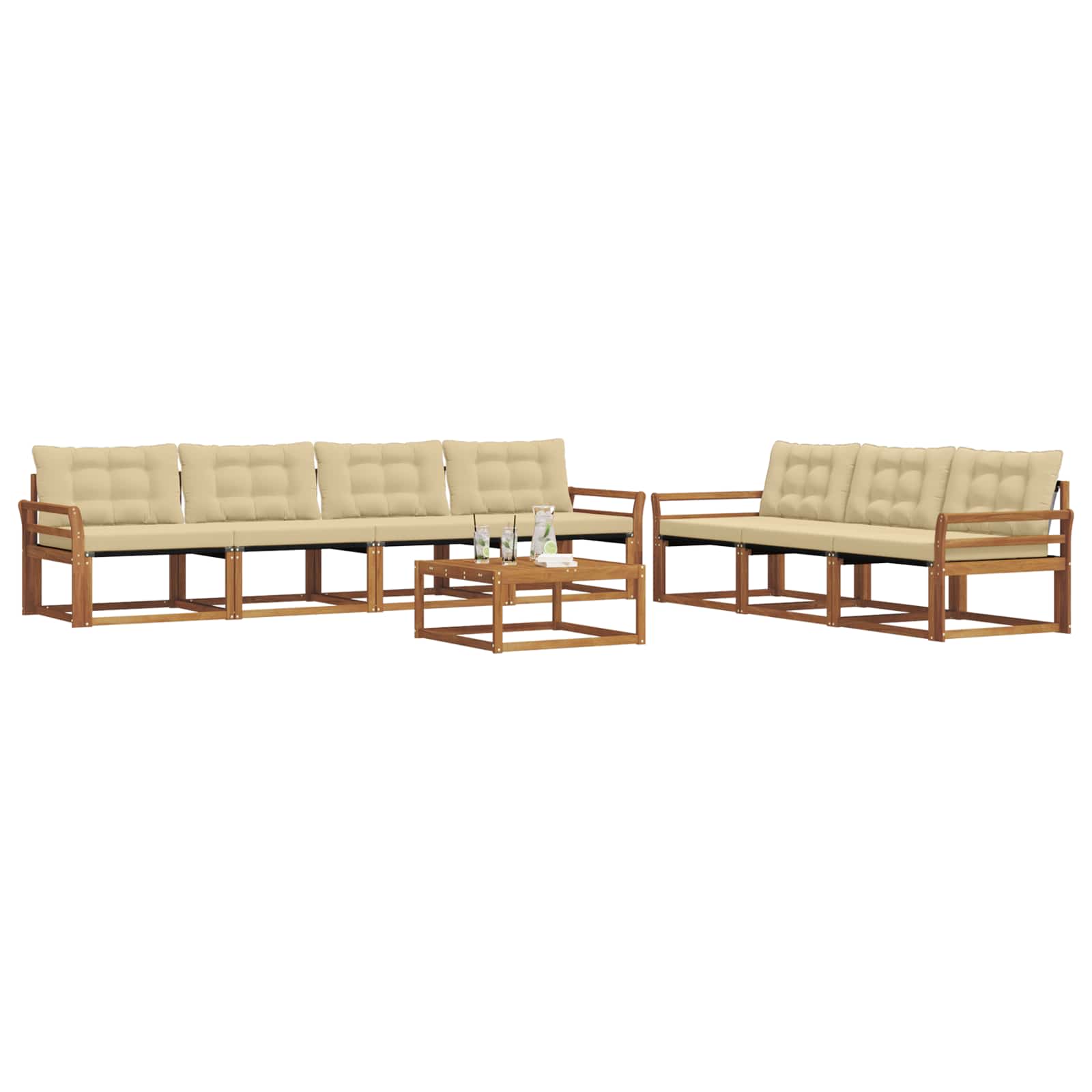 Outdoor-Sofagarnitur mit Kissen 8 pcs Natur und Beige