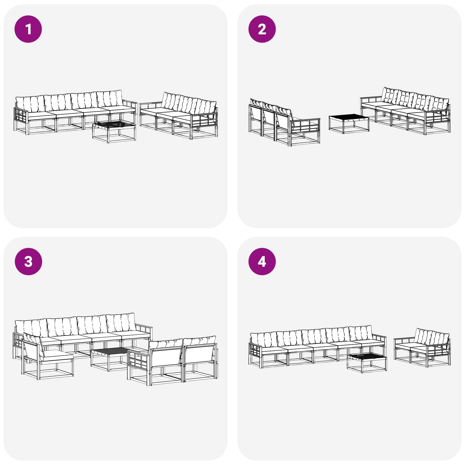 Outdoor-Sofagarnitur mit Kissen 8 pcs Natürlich und Hellgrau
