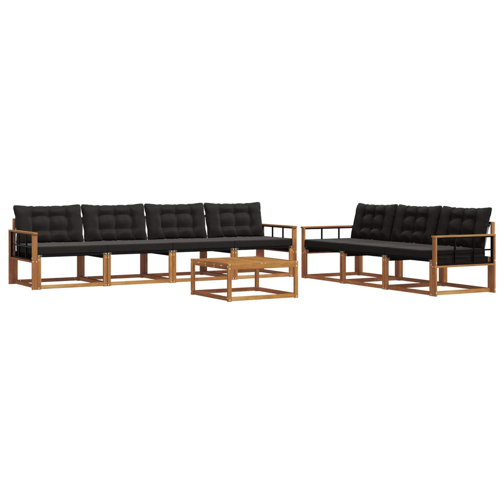 Outdoor-Sofagarnitur mit Kissen 8 pcs Natürlich und Schwarz