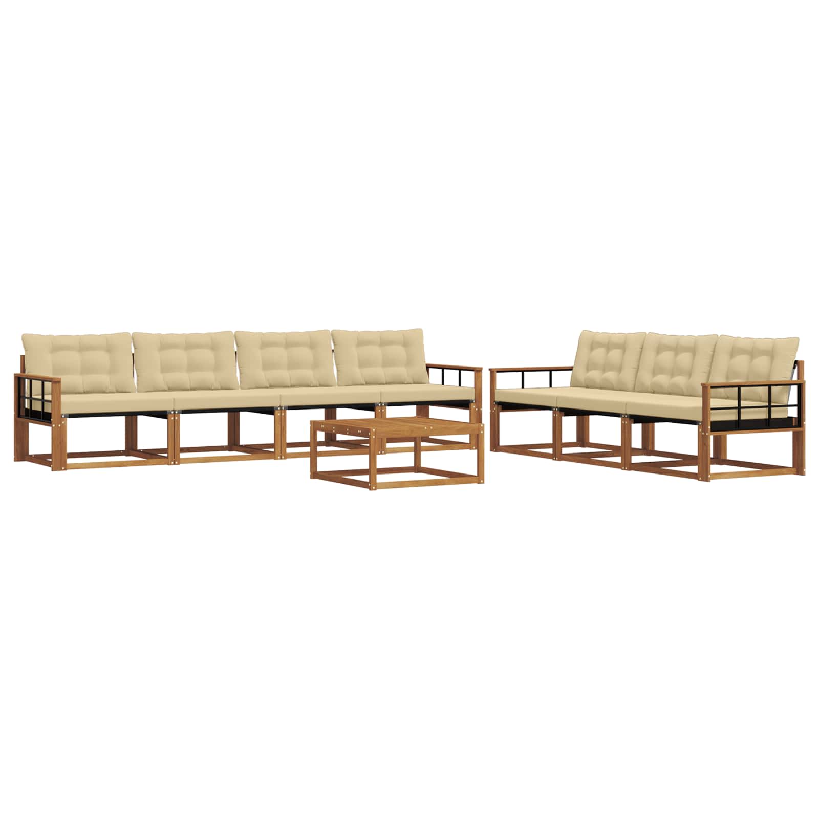 Outdoor-Sofagarnitur mit Kissen 8 pcs Natur und Beige