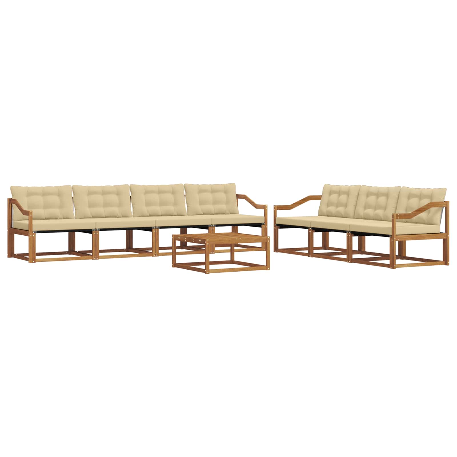 Outdoor-Sofagarnitur mit Kissen 8 pcs Natur und Beige