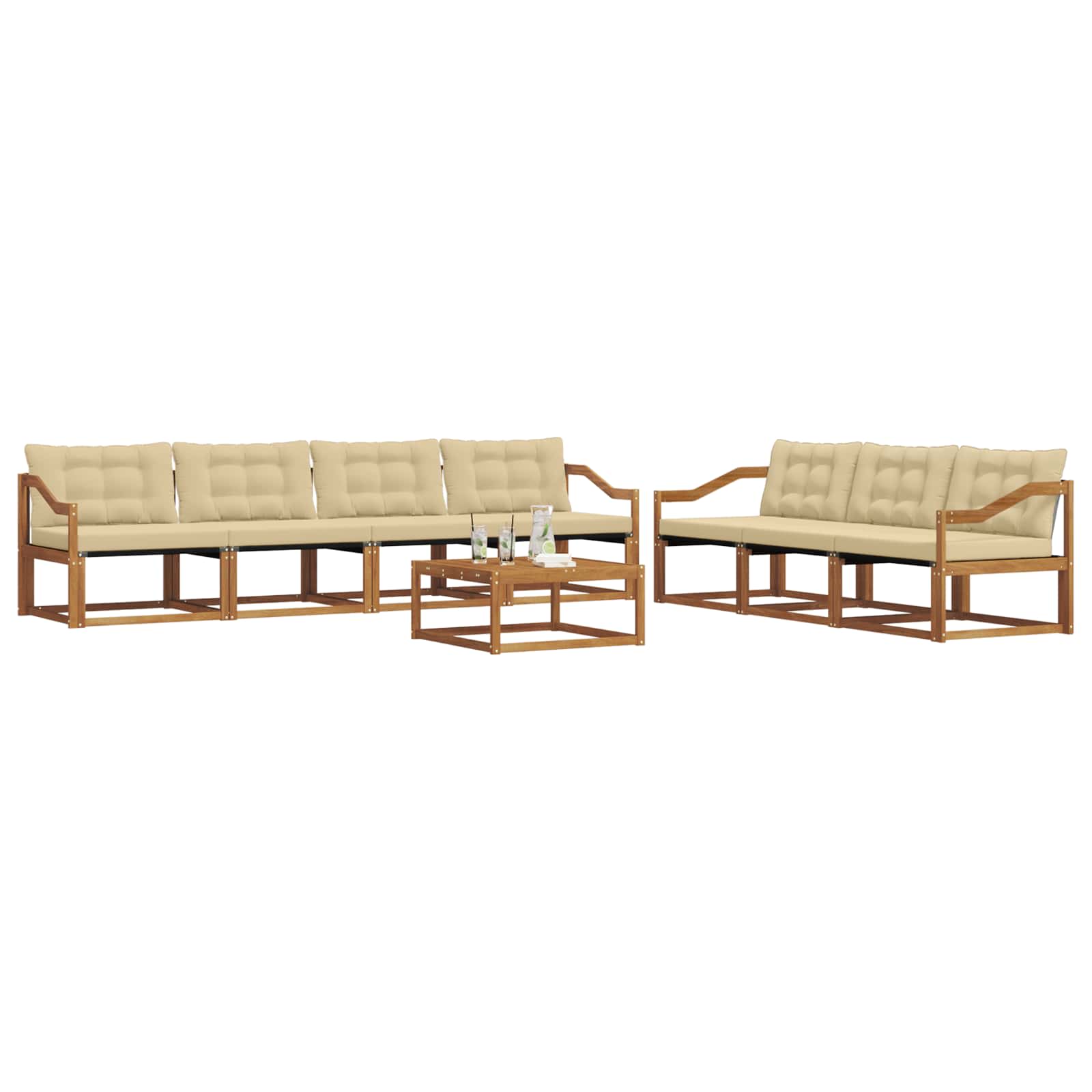 Outdoor-Sofagarnitur mit Kissen 8 pcs Natur und Beige