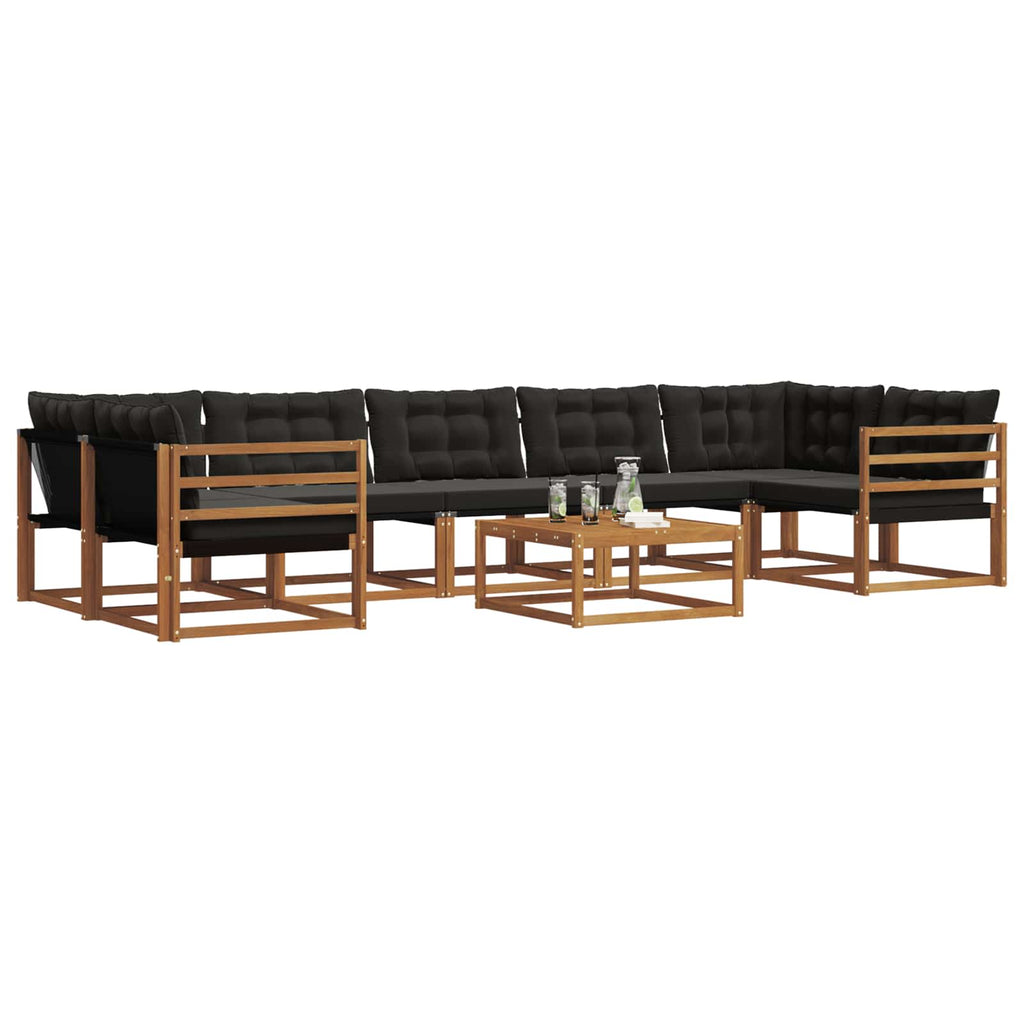 Outdoor-Sofagarnitur mit Kissen 8 pcs Natürlich und Schwarz