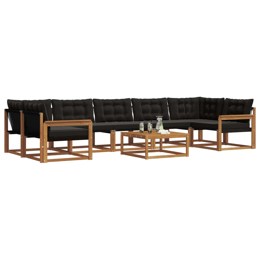 Outdoor-Sofagarnitur mit Kissen 8 pcs Natürlich und Schwarz
