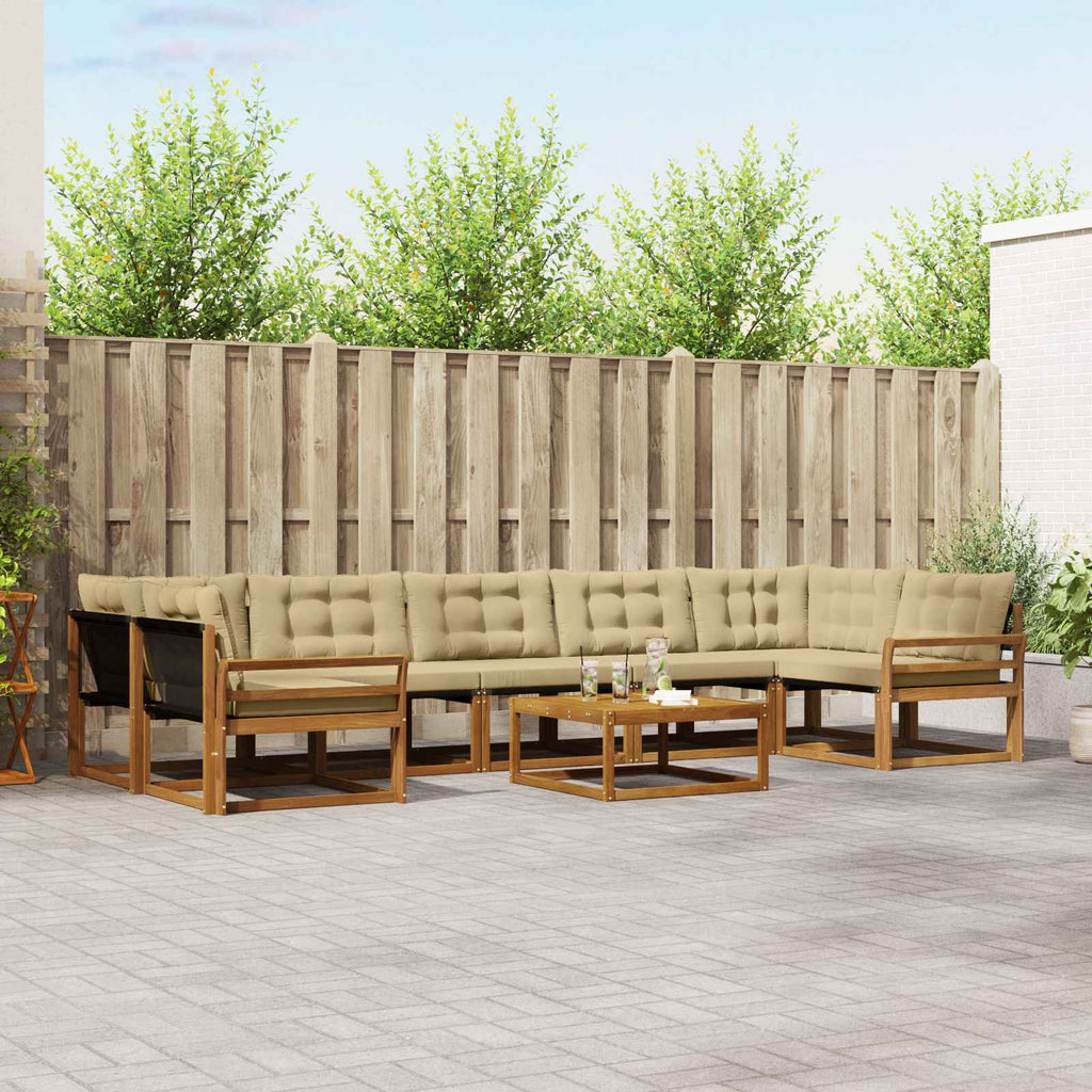 Outdoor-Sofagarnitur mit Kissen 8 pcs Natur und Beige