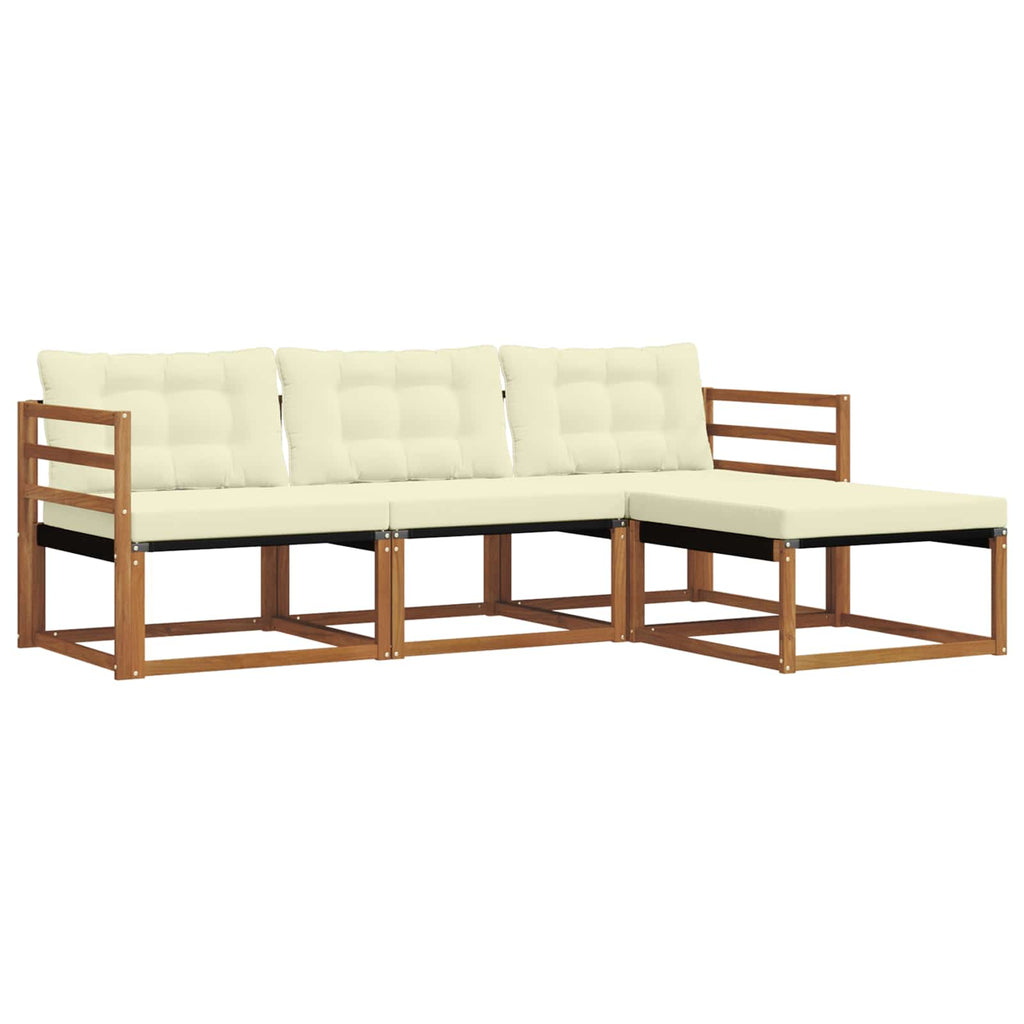 Outdoor-Sofagarnitur mit Kissen 4 pcs Natur und Creme