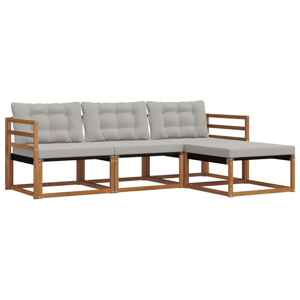 Outdoor-Sofagarnitur mit Kissen 4 pcs Natürlich und Hellgrau