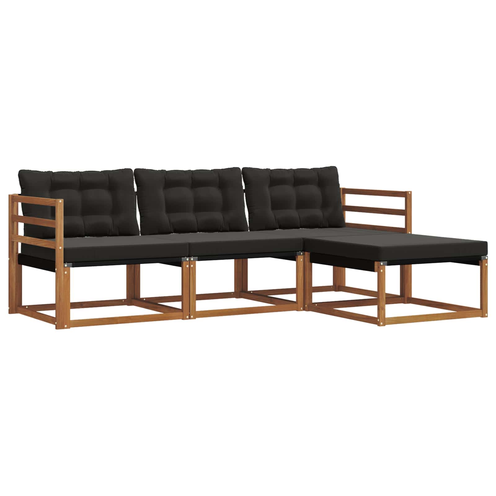 Outdoor-Sofagarnitur mit Kissen 4 pcs Natürlich und Schwarz